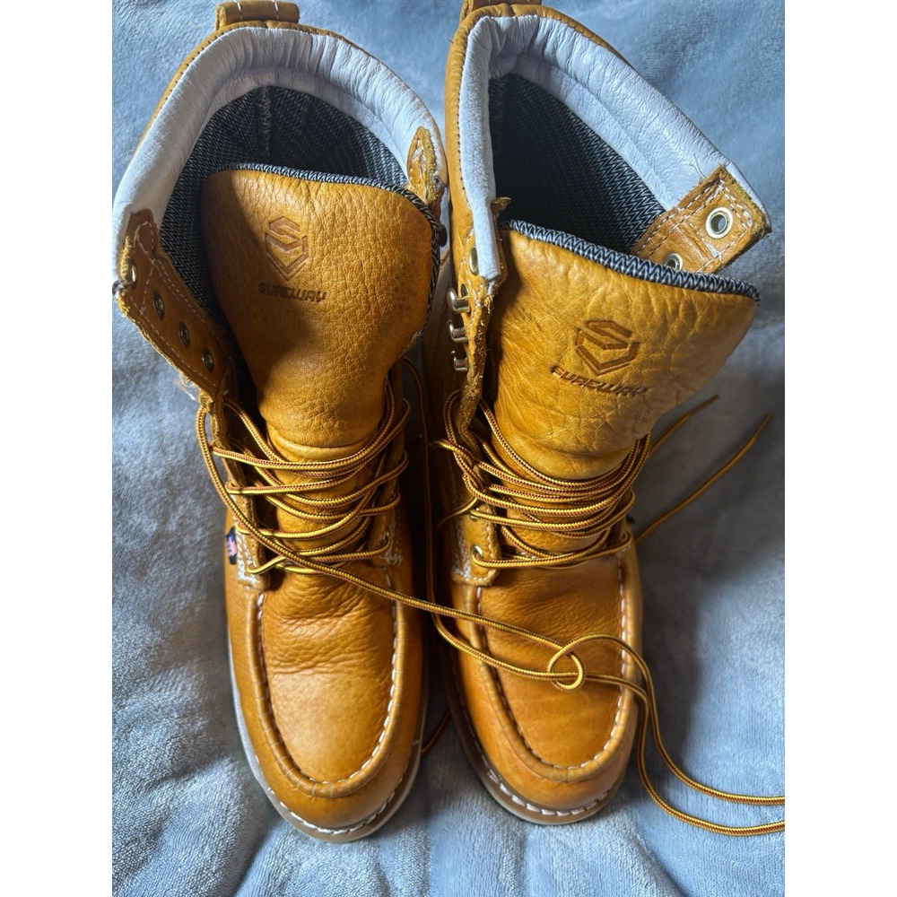 Sureway 803M-WP Men's 8" Waterproof Leather Moc Toe Work Boots Size 9 / Wmn 11